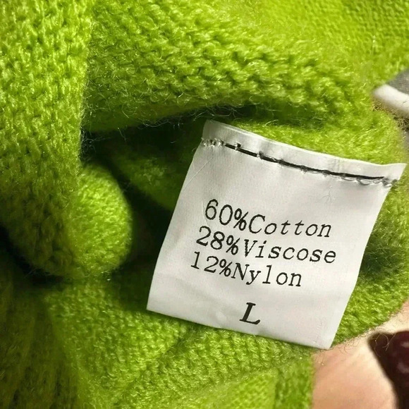 Oversized Knit Pullover Sweater Women’s L–2XL Green V-Neck Free People Style - Picture 5 of 6